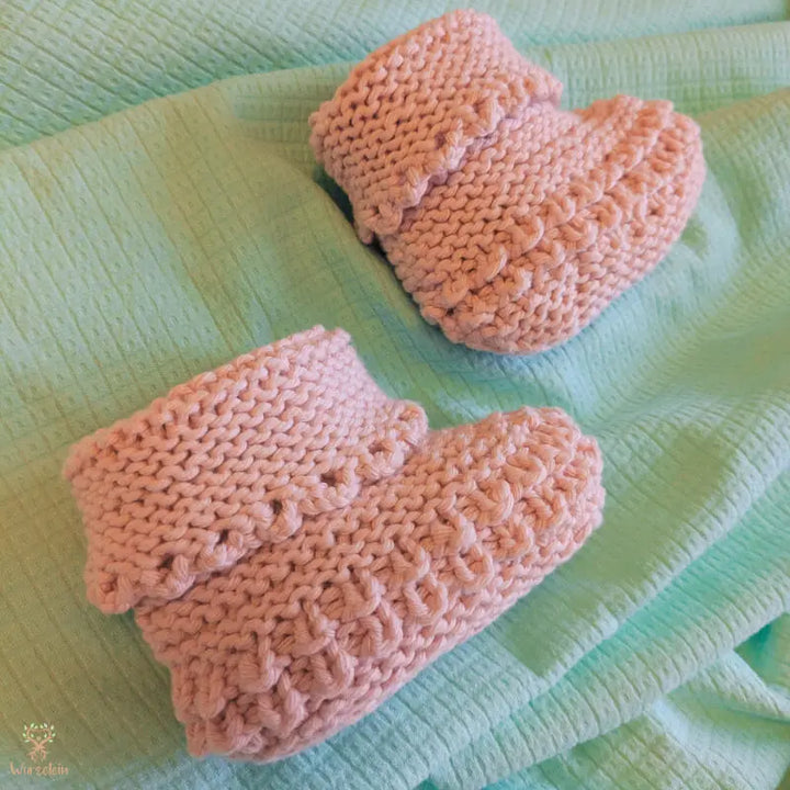 Babysocken gestrickt rosa Wurzelein