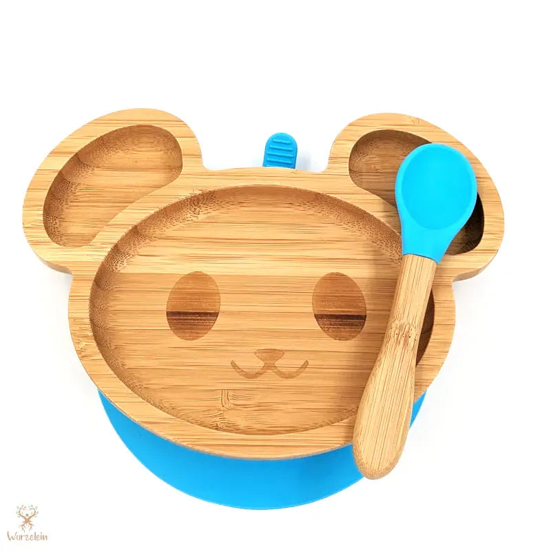 Bambusteller Maus blau BPA-frei und antimikrobiell