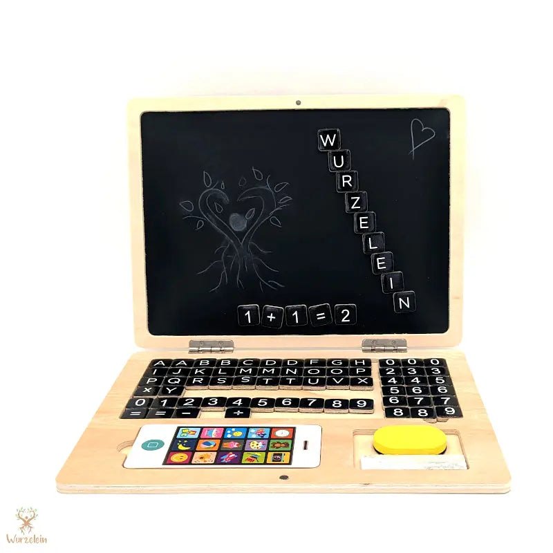 Lernspielzeug Holz-Laptop mit Magnet-Tafel - Wurzelein