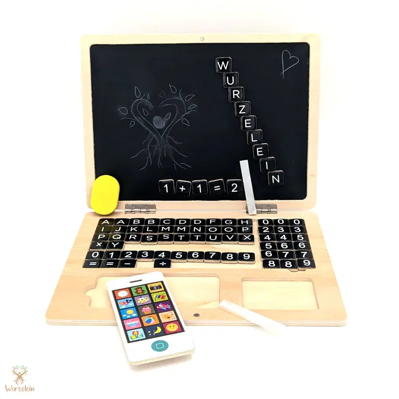 Lernspielzeug Holz-Laptop mit Magnet-Tafel - Wurzelein
