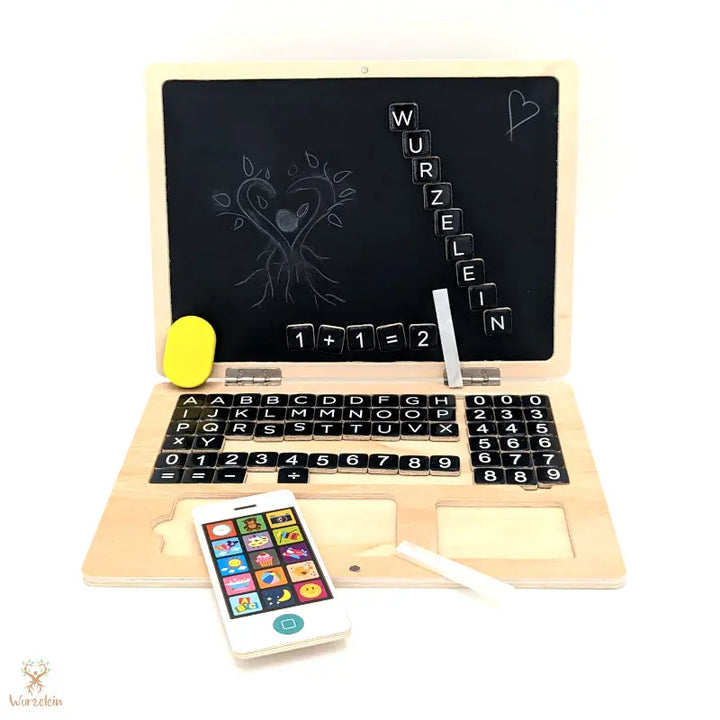 Lernspielzeug Holz-Laptop mit Magnet-Tafel - Wurzelein